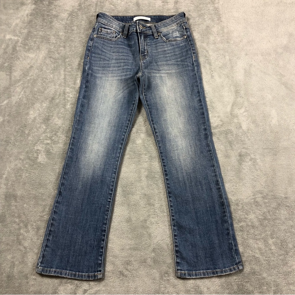 Eunina Lola Midrise Cropped Boot Jeans Womens Size 3 Distressed Blue Ladies